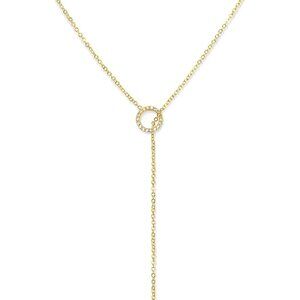 14k Gold Dipped Lariat Necklace for Women Bar Pendant Drop Jewelry Gifts